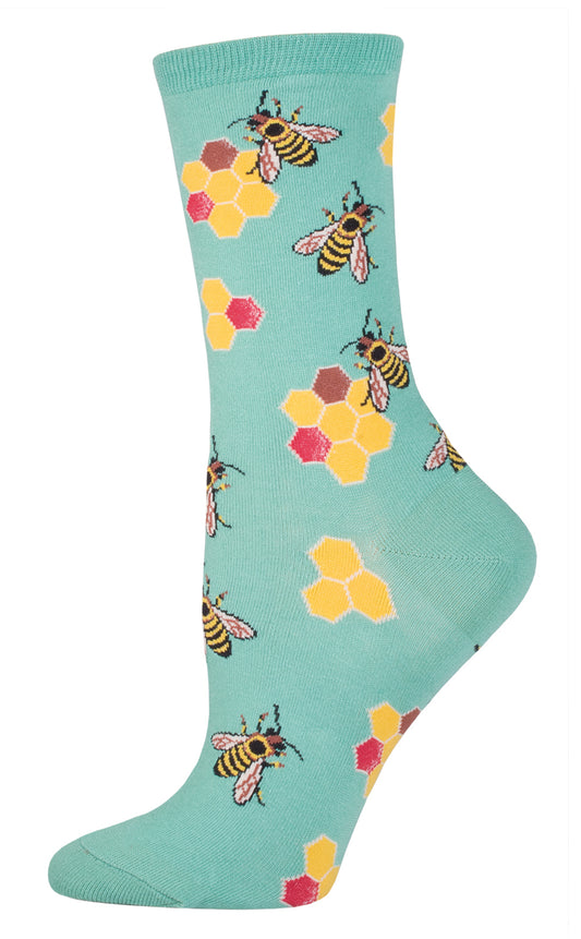 Women's Crew- Busy Bees Seafoam