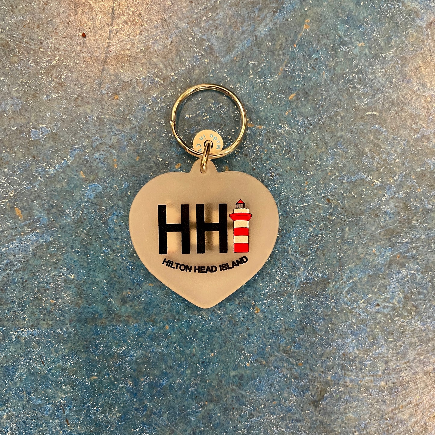 HHI Key Ring Frosted Heart