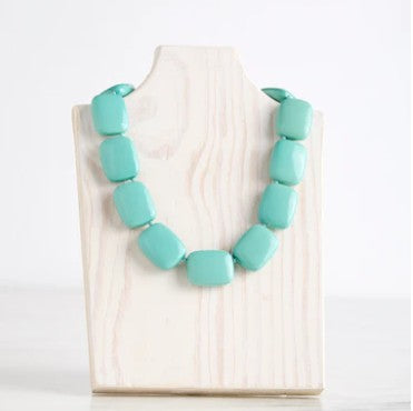 Chicklet Necklace 18 Turq
