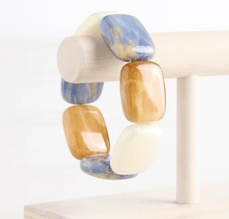 Chicklet 6 Bracelet Lapis White Sand
