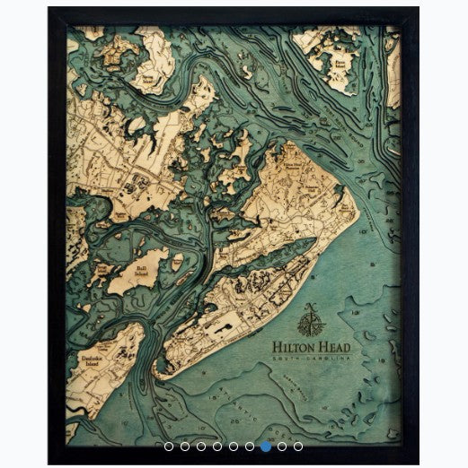 Hilton Head 3D Map 16X20 Dark