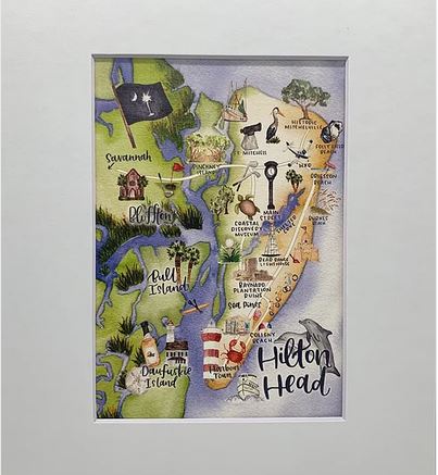 5X7 Watercolor of Hilton Head Matted