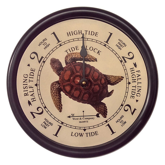 Sea Turtle Tide Clock Black Frame