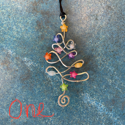Wire Christmas Tree Necklaces