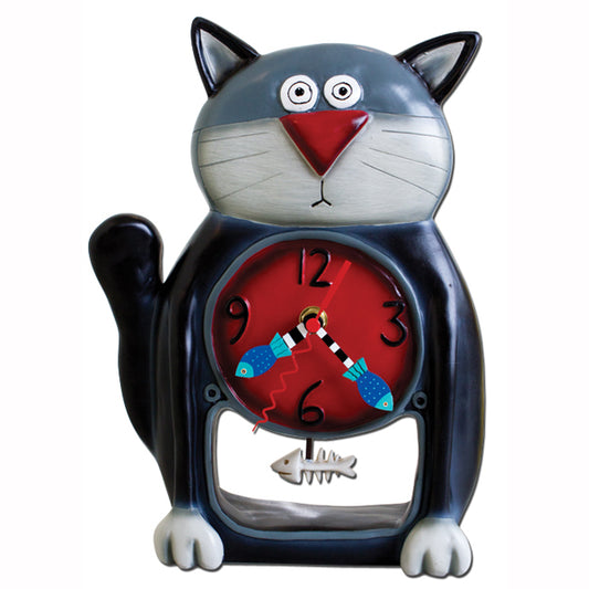 BLACK KITTY STAND OR HUNG CLOCK