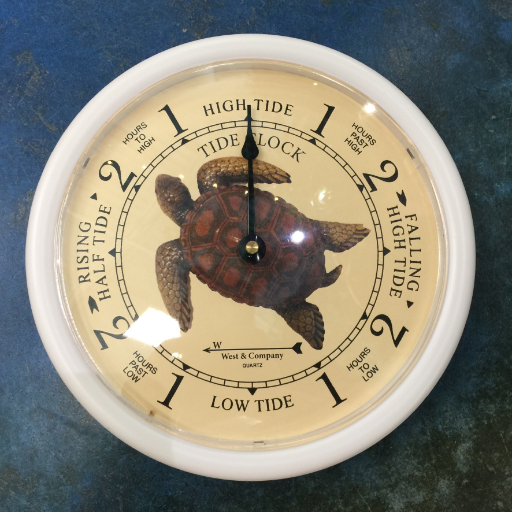 Sea Turtle Tide Clock White Frame